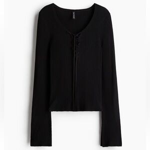 NWT- H&M Lacing-Detail Rib-Knit Top